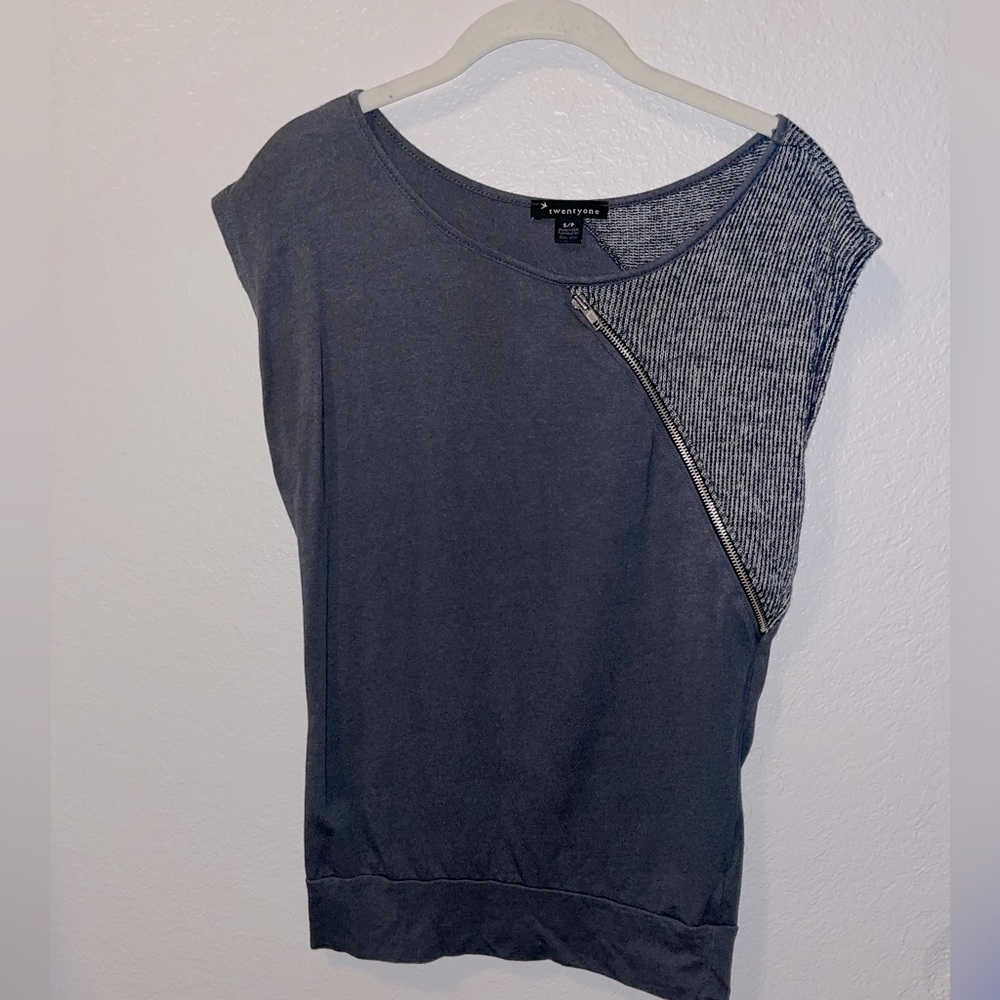 Twenty One sleeveless top with asymmetrical zipper